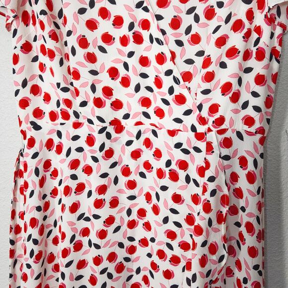 Talbots Women’s Dress Cottagecore Garden Tulip Print V-Neck Midi Ruffle Hem Sz 4 - Picture 4 of 9